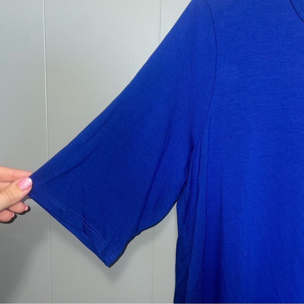 Eileen Fisher Short Sleeve Round Neck Tencel Royal Blue Tunic Medium New - Picture 4 of 8